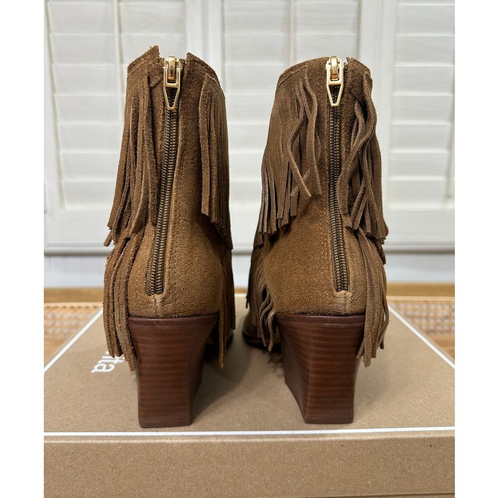 Dolce Vita Torey Boots Chestnut Suede Size 8 NIB Tiered Fringe Western Inspired - Picture 10 of 16